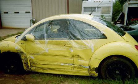 VW Yellow Bug Crash