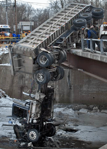 Truck Falls Off Bridge Glenmont NY