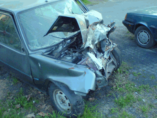 Renault 5 Wrecked Head On Crash Belgrade, Serbia