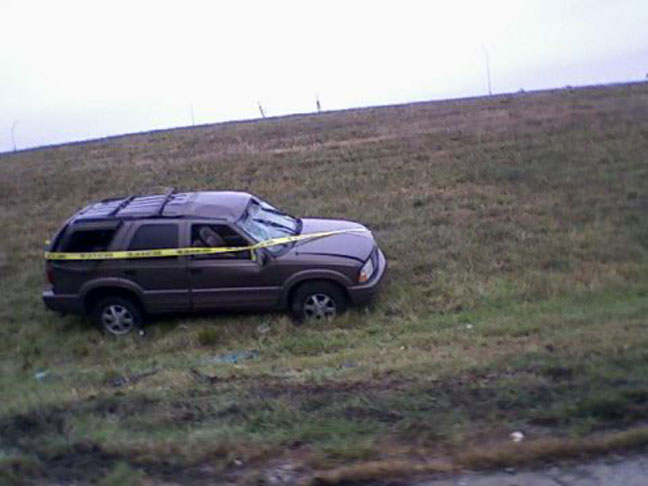 Rollover SUV tire blow out