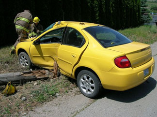 Yellow Dodge Skull Crash