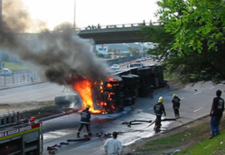 Truck on fire