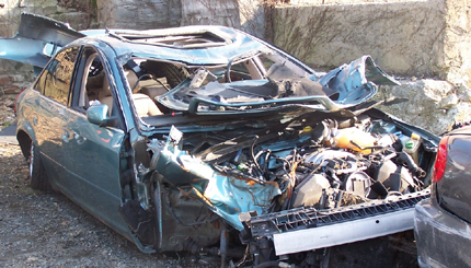 Audi A-6 Rollover Wreck, Accident, Crash