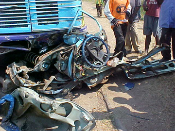 Car Crushed by Lorry in Africa