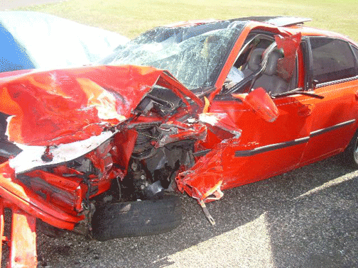 Red Impala wreck
