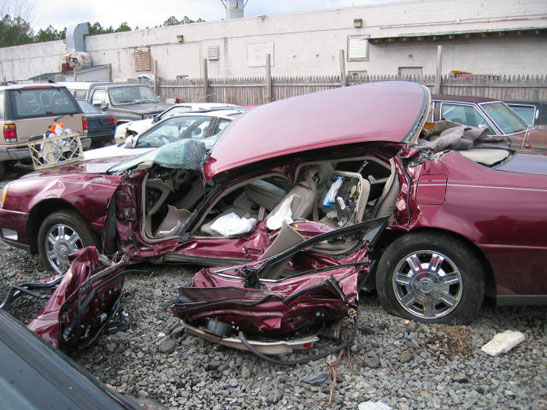 Cadillac crash wrecked