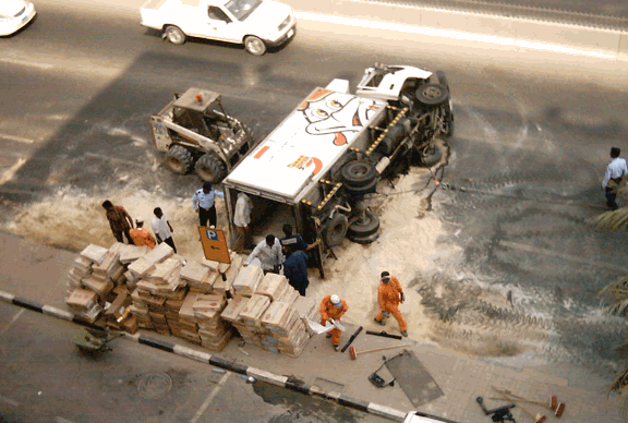UAE Truck hits tree